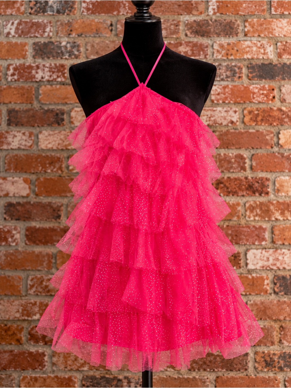 Source Unknown Hot Pink Strapless Ruffle Tulle Dress
